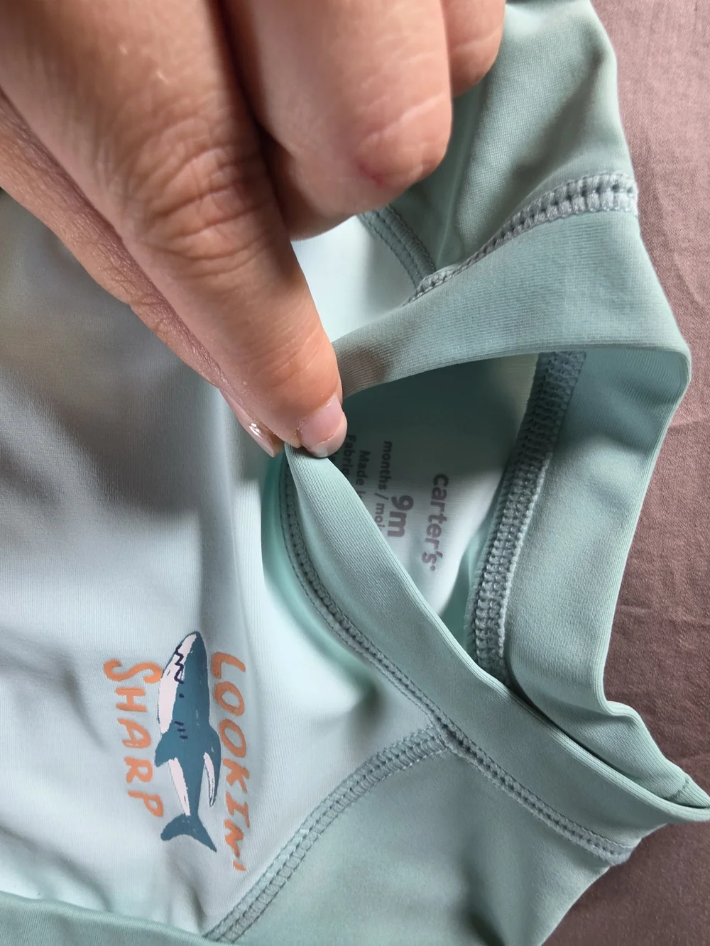 Carter's Mint Green Shark-Print Rash Guard Swim Set